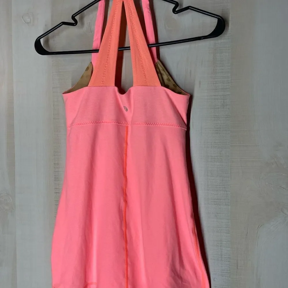 Lululemon sports bra tank top pink melon color size 6‎